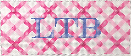 Lee’s Jewelry Box/Wallet Insert – Double Criss Cross Gingham – Bright Pinks w/ Periwinkle Monogram(Specify Mono/ Blank) INSLJW-55