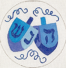 Hannukah Round – Dreidels – Mixed Blues JM-11