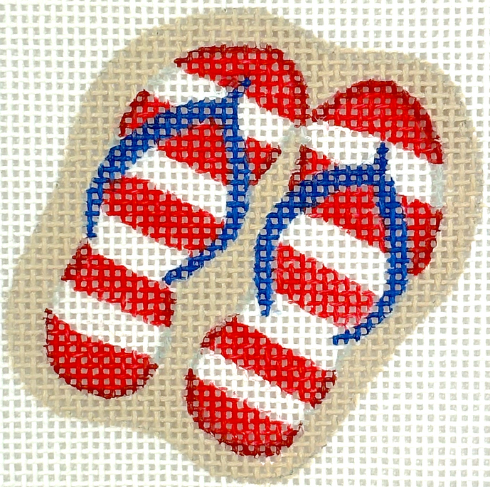 Mini//Bag Charm – Flip Flops – Red, White & Blue On Sand OM-481