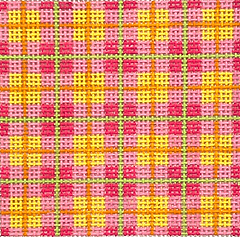 3” Square Insert – Madras Plaid – Watermelon, Cantaloupe & Honeydew (Specify Letter Or Blank) INSSQ3-11