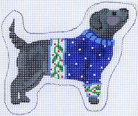 Sally Eckman Roberts – Black Dog In Blue Sweater SER-OM-05