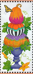 Funky Punkins Topiary Tall Rectangle – Orange, Green, Purple, Gold, Black, Raspberry PL-436