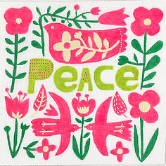 Peace w/ Doves & Flowers – Hot Pink, Greens & Cream CG-PL-20