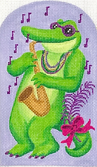 Mardi Gras Mini – Jazzy Gator – Greens, Golds & Purples OM-262