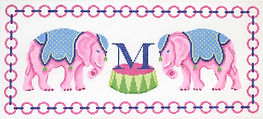 Pink Elephants w/ Jewelry Chain Border & Monogram Space – Pinks, Blues & Greens PL-417