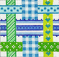 4” Square Insert – Woven Ribbons – Blues & Greens INSSQ4-24