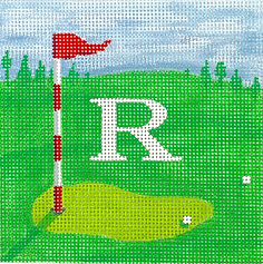 4” Square Insert – Golf Course – w/ White Letter (Specify Letter Or Blank) INSSQ4-51