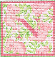 Lilly Letter – Koala Bears In Bamboo – Corals & Greens (Specify Letter Or Blank) ALL-06