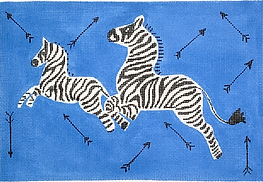 Clutch – Scalamandré Leaping Zebras & Arrows – Black & White On Blue (Specify Monogram Or Blank) CL-17