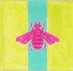 3” Square Insert – Gucci Bee In Mod Colors – Hot Pink w/ Turquoise Stripe On Citron Green INSSQ3-71