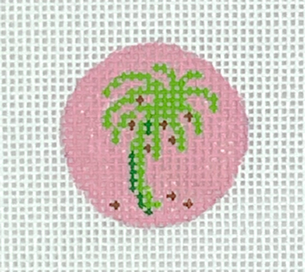 Planet Earth Key Ring Insert – Green Palm Tree On Pink PKR-11