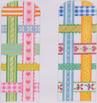 Glasses Case – Woven Ribbons – Multi On White (Half-Size) EGC-03h