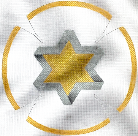 Kippah – Star Of David – Golds & Silvers On White KIP-05