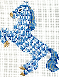 Fishnet Mini – Leaping Horse – Blues & Golds OM-420
