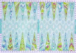 Backgammon Board Canvas – Pucci-Inspired – Turquoise, Periwinkles, Limes & Violet BGB-01