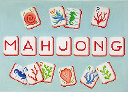 Mahjong Tile Bag – Coral Reef Theme – On Soft Blue MAJ-03