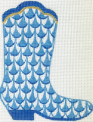 Mini Cowgirl Boot – Herend-Inspired Fishnet – Blues OM-398