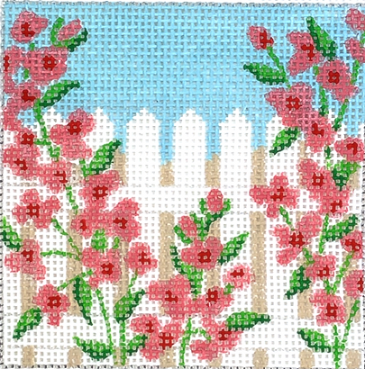 3” Square Insert – Rose Covered Picket Fence INSSQ3-27