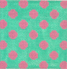 3” Square Insert – Polka Dots – Bubblegum On Turquoise (Specify Letter Or Blank) INSSQ3-17