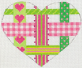 Mini Heart – Woven Ribbons – Pinks & Greens OM-273