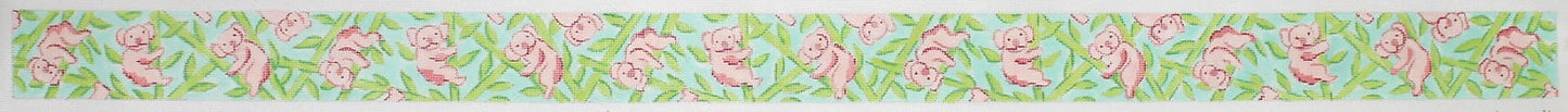 Wide Belt /Bag Strap – Lilly-Inspired Koala Bears – Soft Corals & Greens On Light Blue WBL-06