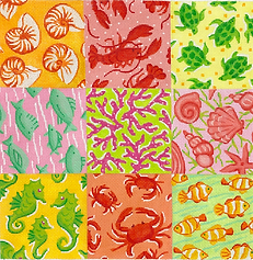 Tic Tac Toe Board – Lilly-Inspired Seaside Patchwork – Yellows, Oranges, Pinks & Greens TTT-06