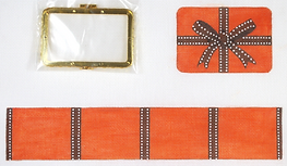 Limoges Box – Med. Rectangle Hermès Wrapped Box – Orange & Brown (Gold Clasp) BXMREC-03