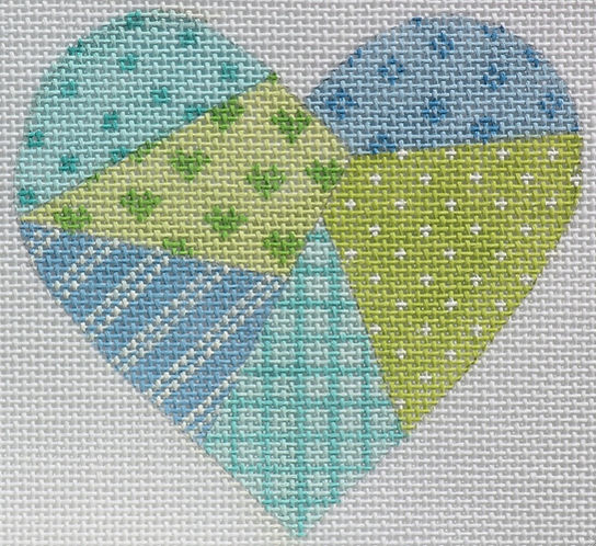 Mini Heart – Woven Ribbons – Soft Turquoise & Greens OM-22