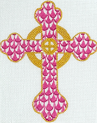 Fishnet Mini – Budded Celtic Cross – Pinks & Gold OM-414