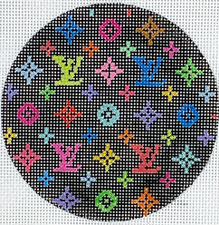 4” Round – Louis Vuitton Lv – Multi On Black INSMC-33
