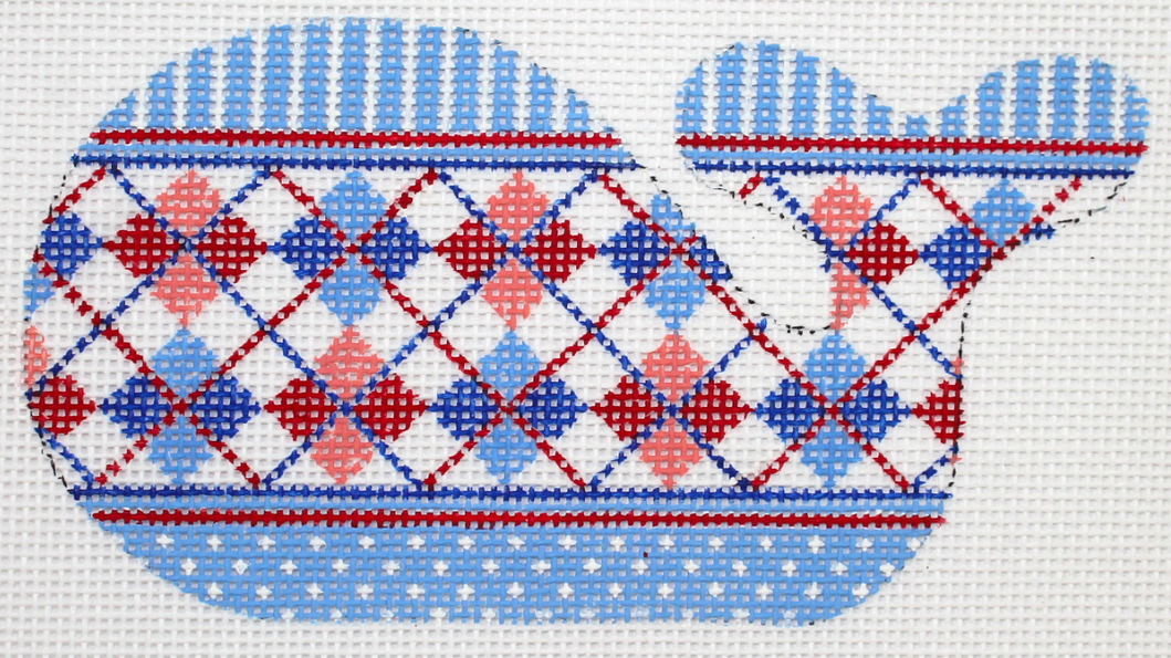 Mini Whale – Patriotic Argyle – Red, White & Blue OM-234