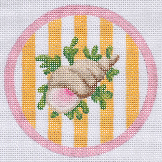 Mini Round – Snail On Yellow Cabana Stripes OM-140