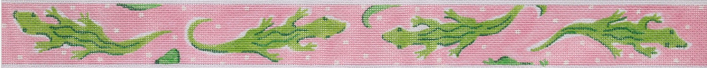 Belt – Lilly-Inspired Alligators & Polka Dots – Pink & Greens BL-59