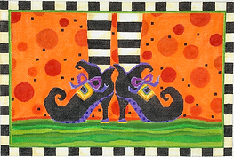 Witch’S Feet w/ Black & White Striped Border – On Orange SER-PL-02