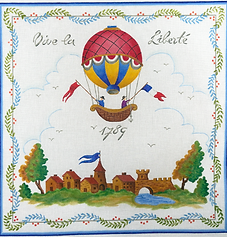 “Vive La Liberté” Rural French Scene w/ Hot Air Balloon PL-562