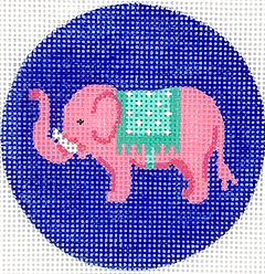 Pink Elephant w/ Turquoise Blanket – On Bright Blue INSL3-44