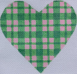 Mini Heart – Plaid – Greens w/ Pink OM-16