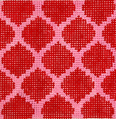 3” Square Insert – Quatrefoils – Red On Pink w/ Turquoise Letter (Specify Letter Or Blank) INSSQ3-07