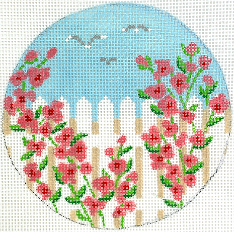 4” Round – Rose Covered Picket Fence INSMC-37