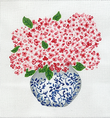 Blue Chinoiserie Pot w/ Pink Hydrangeas LB-PL-36