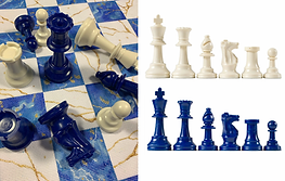 Accessory Set For Chess Board Chb-02 – Royal Blue & White (2 Sets Of Chess Pieces) ACHS-02