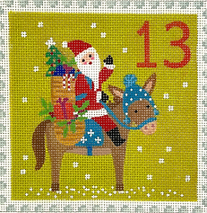 Advent Around The World Stamp #13 – Romania – Santa On Donkey KH-PL-13