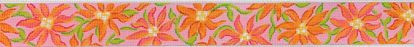 Belt – Lilly-Inspired Gerbera Daisies – Oranges, Hot Pinks & Limes On Medium Pink BL-88