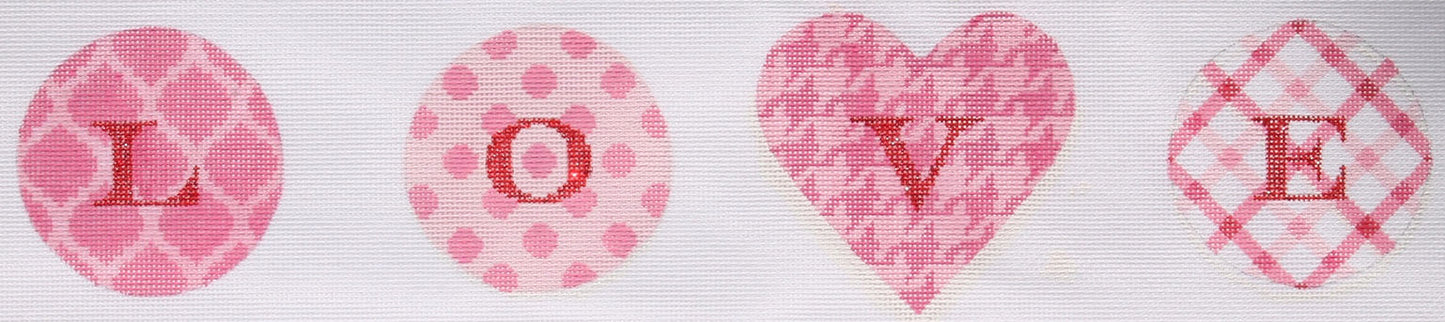 Bright Disk Letters – “Love” – Set Of 4 (On One Canvas) ALBSET-05