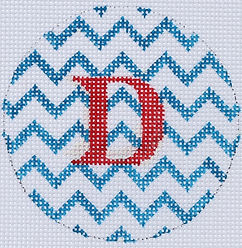 Bright Disk Letter – Marine Blue & White Zigzag, Red Letter (Specify Letter Or Blank) ALB-39