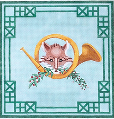 Fox & Hunting Horn w/ Greenery & Chinoiserie Border PL-302