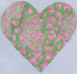 Mini Heart – Mottled Cheetah – Pinks & Greens OM-12