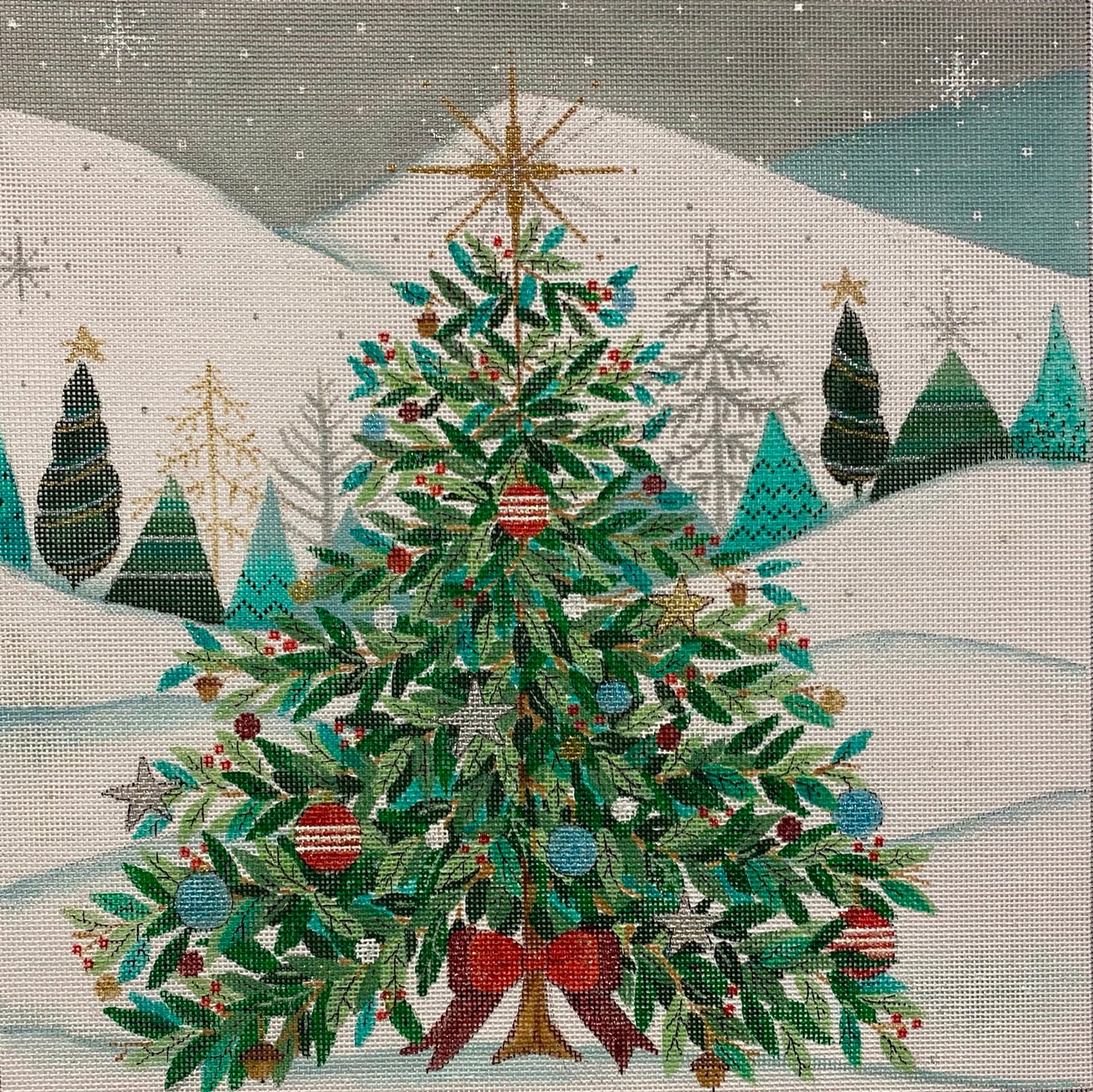 Christmas Tree W/Red Bow Pillow 4284