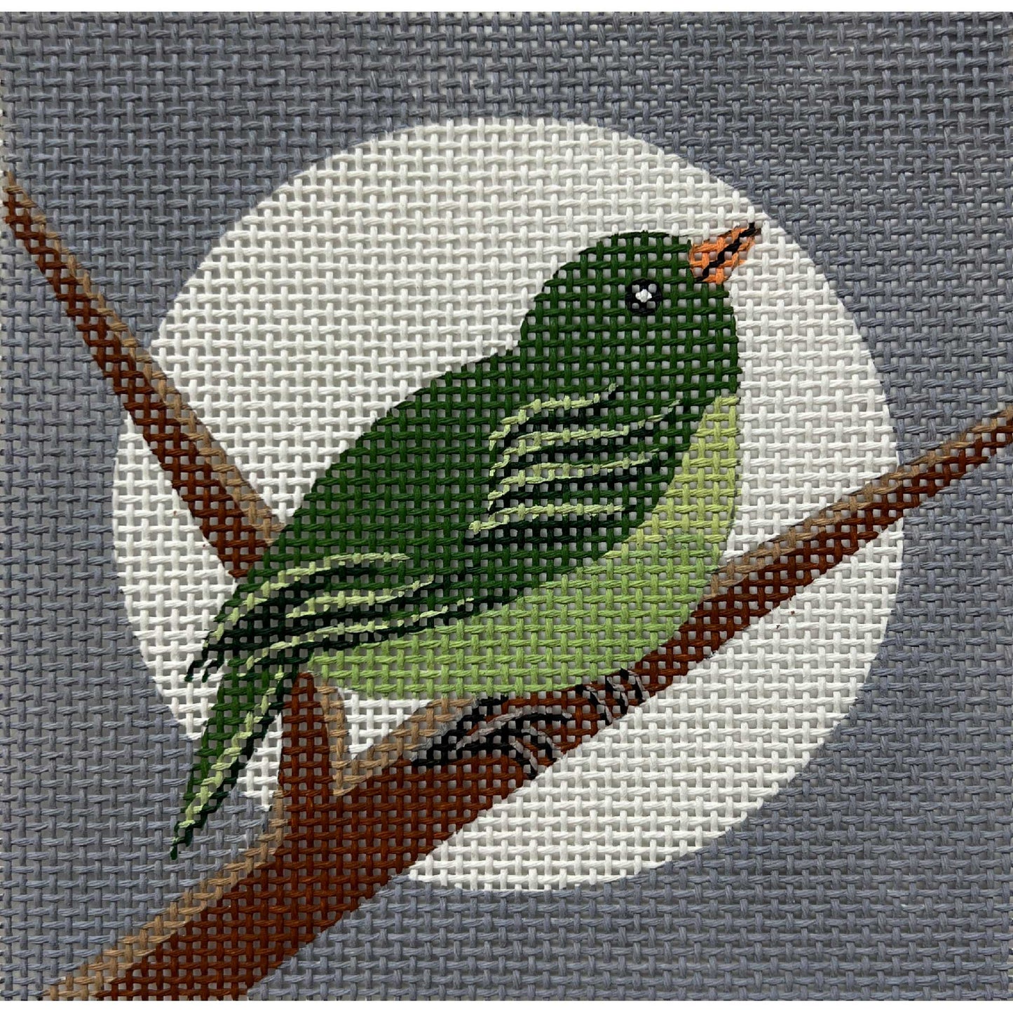 Green Bird On Grey 4493