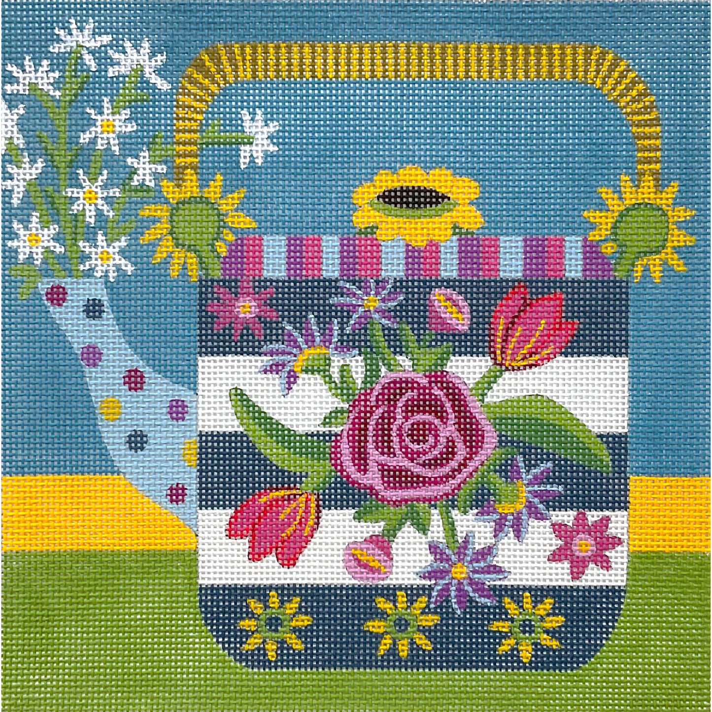 Floral Teapot - Wicker Handle 4776